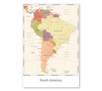 Postereck - 4138 - South America Map: Country Borders & Cities - Educational Wall Art Print, Classroom Decor - ISO A - 11.7 x 16.5 in