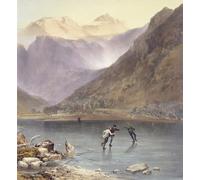 POSTERIIk Famous Animal Posters Vintage Picture Brothers Water Detail of Ice Skaters From the English Lake District by Baker Pyne Modern Wall Decor for Home Decor 60x90cm