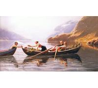 POSTERIIk Famous Animal Posters Vintage Picture Frolicking on the Lake by Hans Dahl Modern Wall Decor for Home Decor 60x90cm