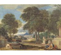 POSTERIIk Famous Animal Posters Vintage Picture Landscape with a Man Washing His Feet At a Fountainnicolas by David Cox Modern Wall Decor for Home Decor 60x90cm