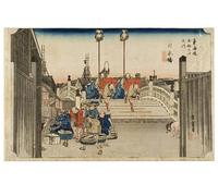 POSTERIIk Famous Animal Posters Vintage Picture Nihonbashi Morning View From the Series the Fifty-three Stations of the Tokaido by Utagawa Hiroshige Modern Wall Decor for Home Decor 60x90cm