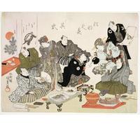 POSTERIIk Famous Animal Posters Vintage Picture Painting and Calligraphy Party At the Manpachiro Teahouse by Utagawa Kunisada Modern Wall Decor for Home Decor 60x90cm