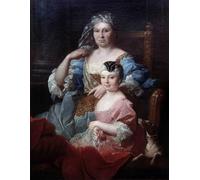 POSTERIIk Famous Animal Posters Vintage Picture Portrait of Madame Poulhariex and Her Daughter by Pierre Subleyras Modern Wall Decor for Home Decor 60x90cm