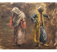 POSTERIIk Famous Animal Posters Vintage Picture Study of Two Figures by Edwin Lord Weeks Modern Wall Decor for Home Decor 60x90cm