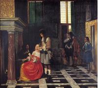 POSTERIIk Famous Animal Posters Vintage Picture the Card Players by Pieter De Hooch Modern Wall Decor for Home Decor 60x90cm