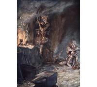 POSTERIIk Famous Animal Posters Vintage Picture the Forging of Nothung by Arthur Rackham Modern Wall Decor for Home Decor 60x90cm