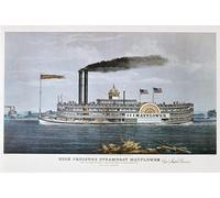 POSTERIIk Famous Animal Posters Vintage Picture the mayflower Steamboat on the Mississippi by Nathaniel Currier Modern Wall Decor for Home Decor 60x90cm