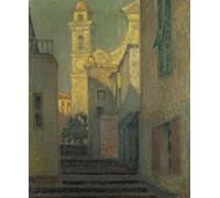 POSTERIIk Famous Animal Posters Vintage Picture the Street to the Church Villefranche Sur Mer by Henri Eugene Augustin Le Sidaner Modern Wall Decor for Home Decor 60x90cm