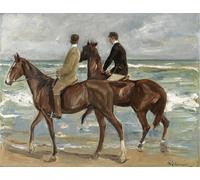 POSTERIIk Famous Animal Posters Vintage Picture Two riders on the beach by Max Liebermann Modern Wall Decor for Home Decor 60x90cm