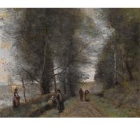 POSTERIIk Famous Animal Posters Vintage Picture Ville dAvray Woodland Path Bordering the Pond by Jean Baptiste Camille Corot Modern Wall Decor for Home Decor 60x90cm