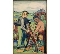 POSTERIIk Famous Animal Posters Vintage Picture Wood Sawyer with Child Dutch Wood Sawyers by Max Beckmann Modern Wall Decor for Home Decor 60x90cm