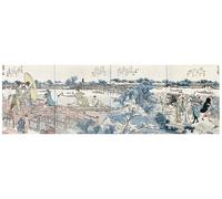 POSTERIIk Famous Modern Artwork Art Mural Bookplates of Landscape Scenes From the Ehon Sumidagawa Ryogan Ichiran by Katsushika Hokusai Oil Paintings Pictures for Home Decor 60x90cm
