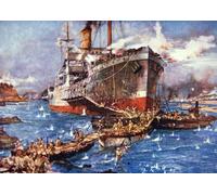 POSTERIIk Famous Modern Artwork Art Mural British Troops From the River Clyde Land At V Beach Gallipoli by Charles Edward Oil Paintings Pictures for Home Decor 60x90cm