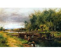 POSTERIIk Famous Modern Artwork Art Mural Clive Lock on the Thames by Benjamin Williams Leader Oil Paintings Pictures for Home Decor 60x90cm