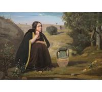POSTERIIk Famous Modern Artwork Art Mural English: Rebecca at the Well by Jean Baptiste Camille Corot Oil Paintings Pictures for Home Decor 60x90cm
