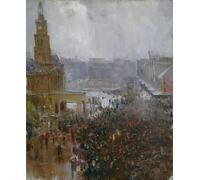 POSTERIIk Famous Modern Artwork Art Mural Firemans Funeral George Street by Arthur Streeton Oil Paintings Pictures for Home Decor 60x90cm