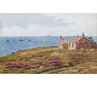 POSTERIIk Famous Modern Artwork Art Mural First and Last House in and Longships Lighthouse by Alfred Robert Quinton Oil Paintings Pictures for Home Decor 60x90cm