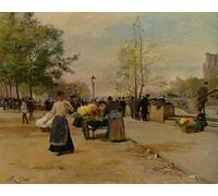 POSTERIIk Famous Modern Artwork Art Mural Flower Sellers Bygabriel Gilbert Oil Paintings Pictures for Home Decor 60x90cm