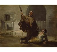 POSTERIIk Famous Modern Artwork Art Mural Friar Pedro Clubs El Maragato with the Butt of the Gun by Francisco De Goya Oil Paintings Pictures for Home Decor 60x90cm