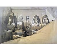 POSTERIIk Famous Modern Artwork Art Mural Front Elevation of the Great Temple of Abu Simbel by David Roberts Oil Paintings Pictures for Home Decor 60x90cm