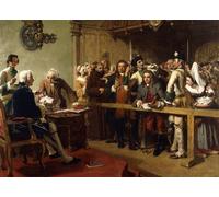 POSTERIIk Famous Modern Artwork Art Mural Hogarth Brought Before the Governor of Calais As a Spy by William Powell Frith Oil Paintings Pictures for Home Decor 60x90cm