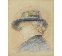 POSTERIIk Famous Modern Artwork Art Mural Profile of a Young Woman in Ahat by Pierre Auguste Renoir Oil Paintings Pictures for Home Decor 60x90cm