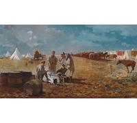 POSTERIIk Famous Modern Artwork Art Mural Rainy Day in Camp by Winslow Homer Oil Paintings Pictures for Home Decor 60x90cm