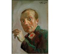 POSTERIIk Famous Modern Artwork Art Mural Self Portrait As a Nurse by Max Beckmann Oil Paintings Pictures for Home Decor 60x90cm