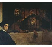 POSTERIIk Famous Modern Artwork Art Mural Self portrait with a Tiger and Animal by Francesco Hayez Oil Paintings Pictures for Home Decor 60x90cm