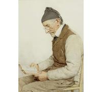 POSTERIIk Famous Modern Artwork Art Mural Sitting Farmer Reading Albert Oil Paintings Pictures for Home Decor 60x90cm