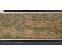 POSTERIIk Famous Modern Artwork Art Mural Spring Festival on the River Handscroll by Qing Dynasty Chinese School Oil Paintings Pictures for Home Decor 60x90cm