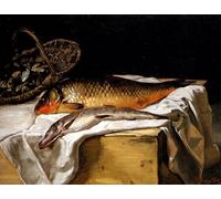 POSTERIIk Famous Modern Artwork Art Mural Still Life with Fish by Frederic Bazille Oil Paintings Pictures for Home Decor 60x90cm