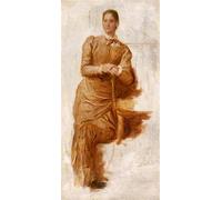 POSTERIIk Famous Modern Artwork Art Mural Study of a Lady Leaning on a Chair by George Frederic Watts Oil Paintings Pictures for Home Decor 60x90cm