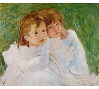 POSTERIIk Famous Modern Artwork Art Mural the Sisters by Mary Cassatt Oil Paintings Pictures for Home Decor 60x90cm