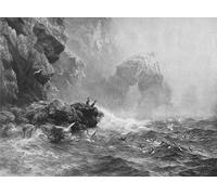 POSTERIIk Famous Modern Artwork Art Mural Where Nought Is Heard But Lashing Wave and Sea Birds Cry by Peter Graham Oil Paintings Pictures for Home Decor 60x90cm