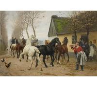 POSTERIIk Famous Print Pop Art Wall Art Graffiti a String of Horses Outside an Inn by Otto Bache Art Prints for Home Decor 60x90cm