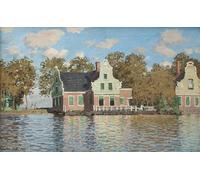 POSTERIIk Famous Print Pop Art Wall Art Graffiti Houses At the Bank of the River Zaan by Claude Monet Art Prints for Home Decor 60x90cm