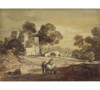 POSTERIIk Famous Print Pop Art Wall Art Graffiti Italianate Landscape with Travellers on a Winding Road by Gainsborough Art Prints for Home Decor 60x90cm