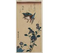 POSTERIIk Famous Print Pop Art Wall Art Graffiti Kingfisher and Chinese Bellflowers by Ando Hiroshige Art Prints for Home Decor 60x90cm