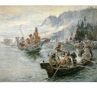 POSTERIIk Famous Print Pop Art Wall Art Graffiti Lewis Clark on the Lower River by Charles Russell Art Prints for Home Decor 60x90cm