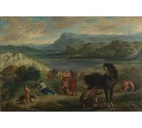 POSTERIIk Famous Print Pop Art Wall Art Graffiti Ovid Among the Scythians by Eugene Delacroix Art Prints for Home Decor 60x90cm