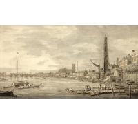POSTERIIk Famous Print Pop Art Wall Art Graffiti The Thames Looking towards Westminster from near York Water Gate pen and brown ink with grey wash on paper by Antonio Canal for Home Decor 60x90cm