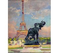 POSTERIIk Famous Print Pop Art Wall Art Graffiti the Tower and the Elephant by Jules Ernest Renoux Art Prints for Home Decor 60x90cm