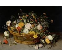 POSTERIIk Vintage Art Print Images Pictures Print a Basket of Flowers by Jan Brueghel the Younger Modern Colour Posters for Office Home Decor 60x90cm
