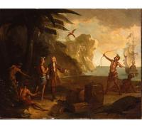 POSTERIIk Vintage Art Print Images Pictures Print a European Merchant Negotiating with Native for a Barrel of by Jean Baptiste Oudry Modern Colour Posters for Office Home Decor 60x90cm