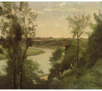 POSTERIIk Vintage Art Print Images Pictures Print A River Seen From Above Among The Trees by Jean Baptiste Camille Corot Modern Colour Posters for Office Home Decor 60x90cm