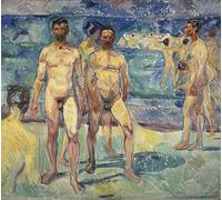 POSTERIIk Vintage Art Print Images Pictures Print Bathing Men by Edvard Munch Modern Colour Posters for Office Home Decor 60x90cm