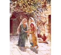 POSTERIIk Vintage Art Print Images Pictures Print Mary Goes Into the Hill Country and Meets Elizabeth by William Brassey Hole Modern Colour Posters for Office Home Decor 60x90cm