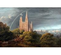 POSTERIIk Vintage Art Print Images Pictures Print Medieval City on a River by Karl Friedrich Schinkel Modern Colour Posters for Office Home Decor 60x90cm