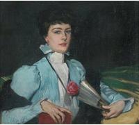 POSTERIIk Vintage Art Print Images Pictures Print Mrs on a Green Sofa by Rupert Charles Wulsten Modern Colour Posters for Office Home Decor 60x90cm